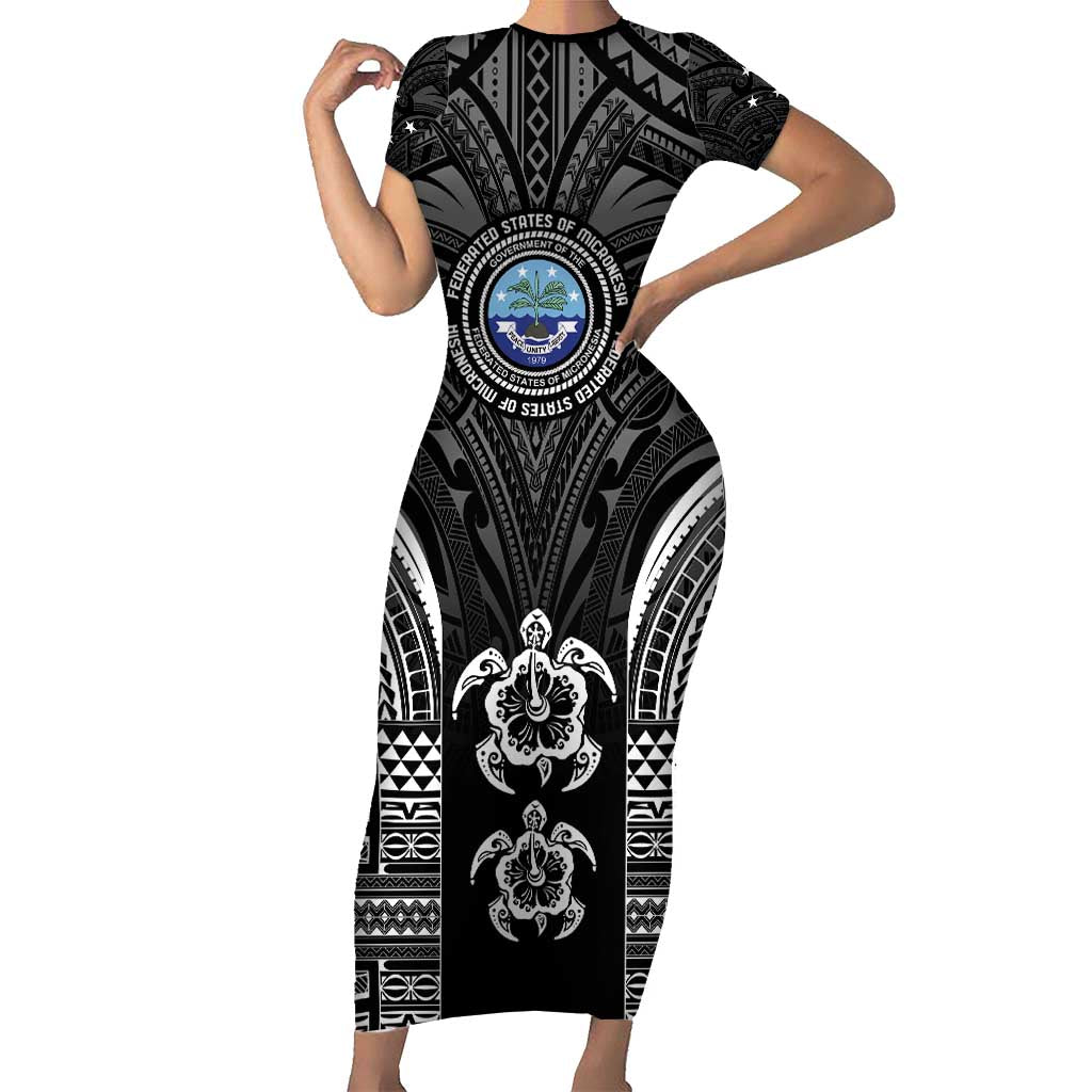 FSM Micronesia Six 9 One Family Matching Short Sleeve Bodycon Dress and Hawaiian Shirt Polynesian Tribal Pattern