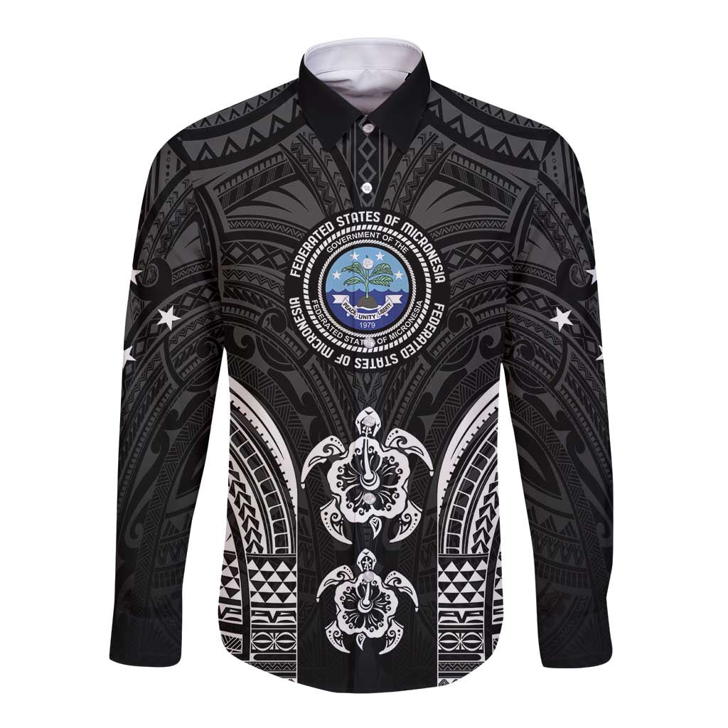 FSM Micronesia Six 9 One Long Sleeve Button Shirt Polynesian Tribal Pattern
