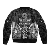 FSM Micronesia Six 9 One Sleeve Zip Bomber Jacket Polynesian Tribal Pattern