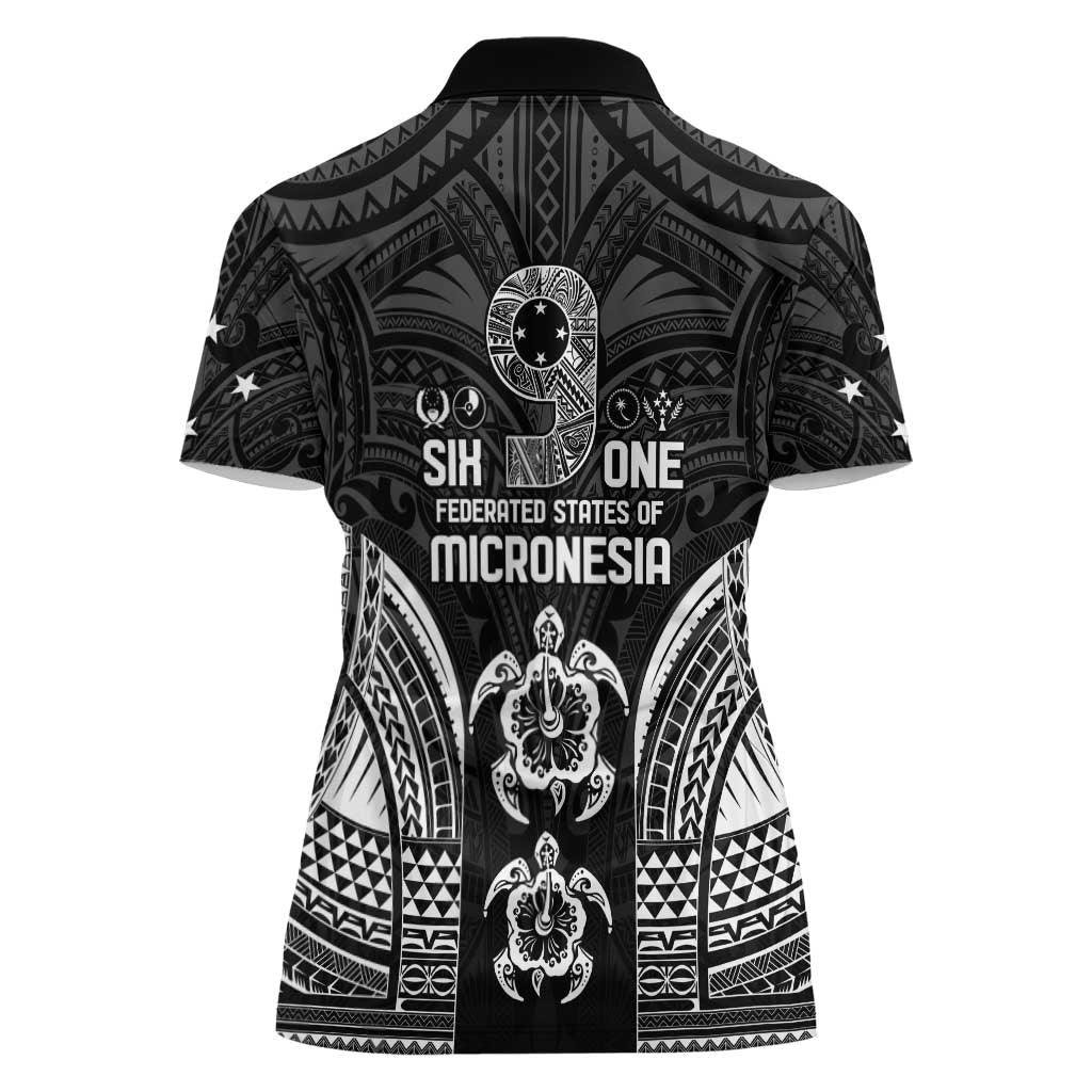 FSM Micronesia Six 9 One Women Polo Shirt Polynesian Tribal Pattern