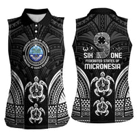FSM Micronesia Six 9 One Women Sleeveless Polo Shirt Polynesian Tribal Pattern