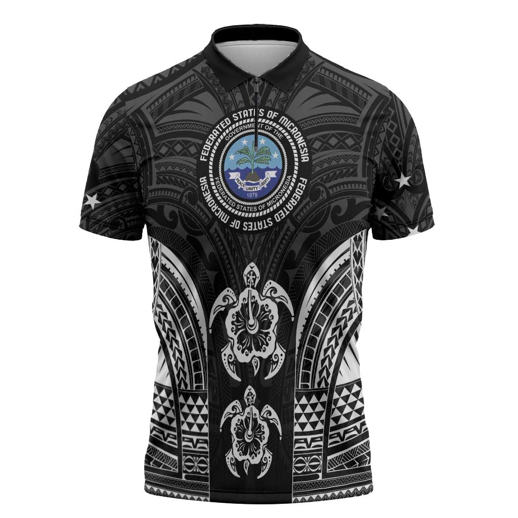 FSM Micronesia Six 9 One Zipper Polo Shirt Polynesian Tribal Pattern - Polynesian Pride