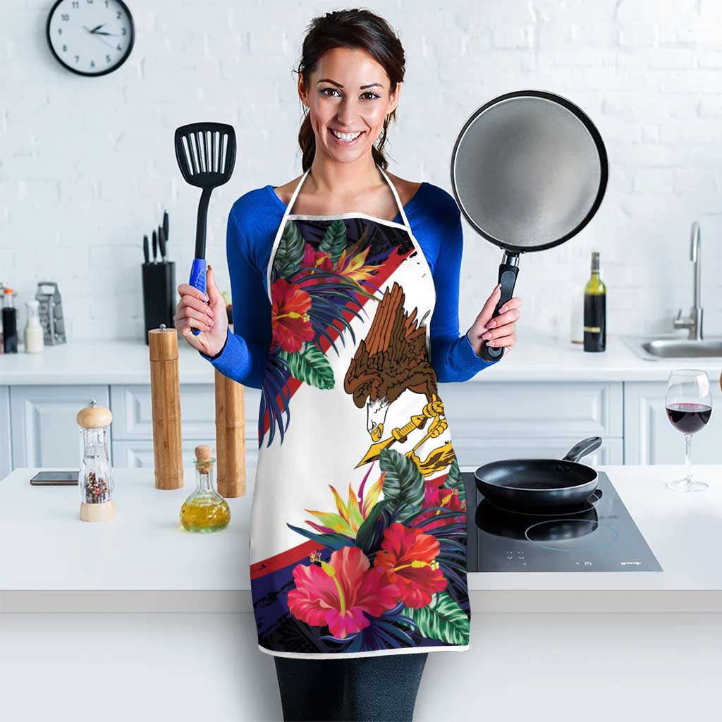 American Samoa Flag Day Since 1900 Apron Samoa Muamua Le Atua Tropical Flowers - Polynesian Pride