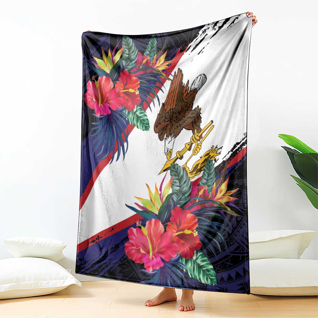 American Samoa Flag Day Since 1900 Blanket Samoa Muamua Le Atua Tropical Flowers
