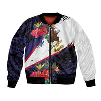 American Samoa Flag Day Since 1900 Bomber Jacket Samoa Muamua Le Atua Tropical Flowers