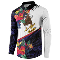 American Samoa Flag Day Since 1900 Button Sweatshirt Samoa Muamua Le Atua Tropical Flowers