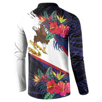 American Samoa Flag Day Since 1900 Button Sweatshirt Samoa Muamua Le Atua Tropical Flowers