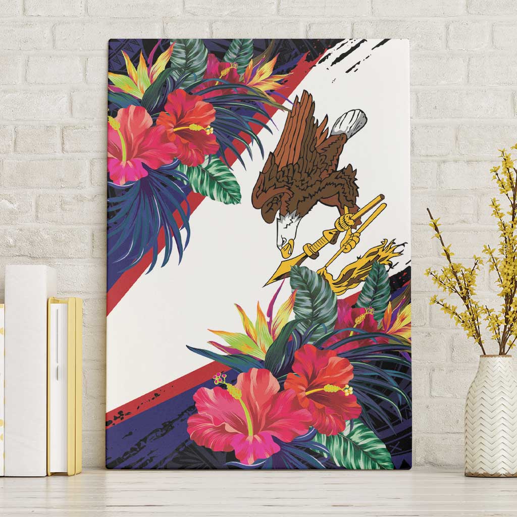American Samoa Flag Day Since 1900 Canvas Wall Art Samoa Muamua Le Atua Tropical Flowers