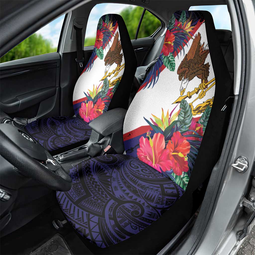 American Samoa Flag Day Since 1900 Car Seat Cover Samoa Muamua Le Atua Tropical Flowers