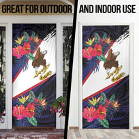 American Samoa Flag Day Since 1900 Door Cover Samoa Muamua Le Atua Tropical Flowers - Polynesian Pride