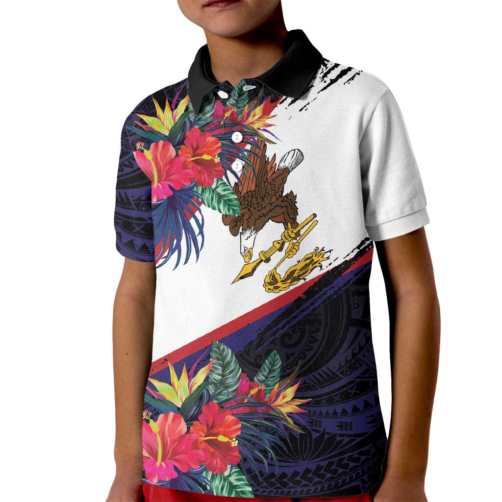 American Samoa Flag Day Since 1900 Kid Polo Shirt Samoa Muamua Le Atua Tropical Flowers