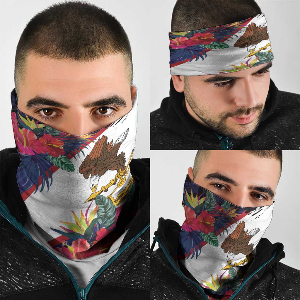 American Samoa Flag Day Since 1900 Neck Gaiter Samoa Muamua Le Atua Tropical Flowers - Polynesian Pride