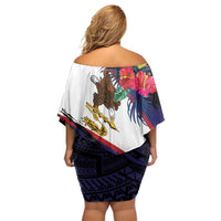 American Samoa Flag Day Since 1900 Off Shoulder Short Dress Samoa Muamua Le Atua Tropical Flowers
