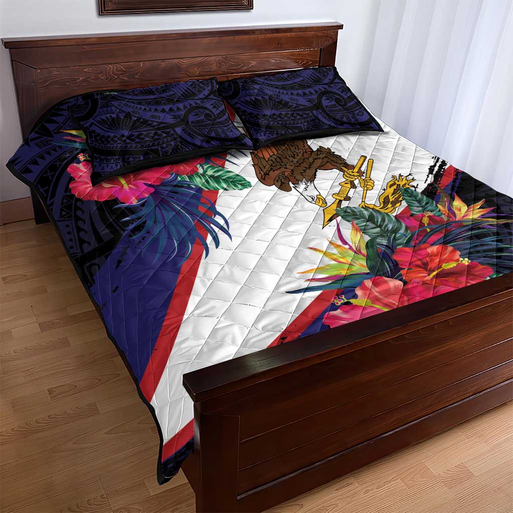 American Samoa Flag Day Since 1900 Quilt Bed Set Samoa Muamua Le Atua Tropical Flowers LT9 - Polynesian Pride