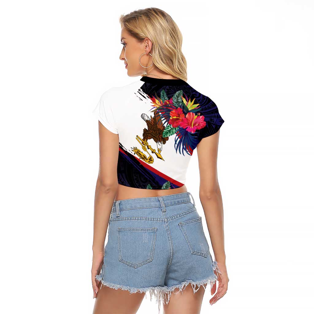 American Samoa Flag Day Since 1900 Raglan Cropped T Shirt Samoa Muamua Le Atua Tropical Flowers