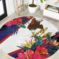 American Samoa Flag Day Since 1900 Round Carpet Samoa Muamua Le Atua Tropical Flowers