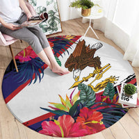 American Samoa Flag Day Since 1900 Round Carpet Samoa Muamua Le Atua Tropical Flowers