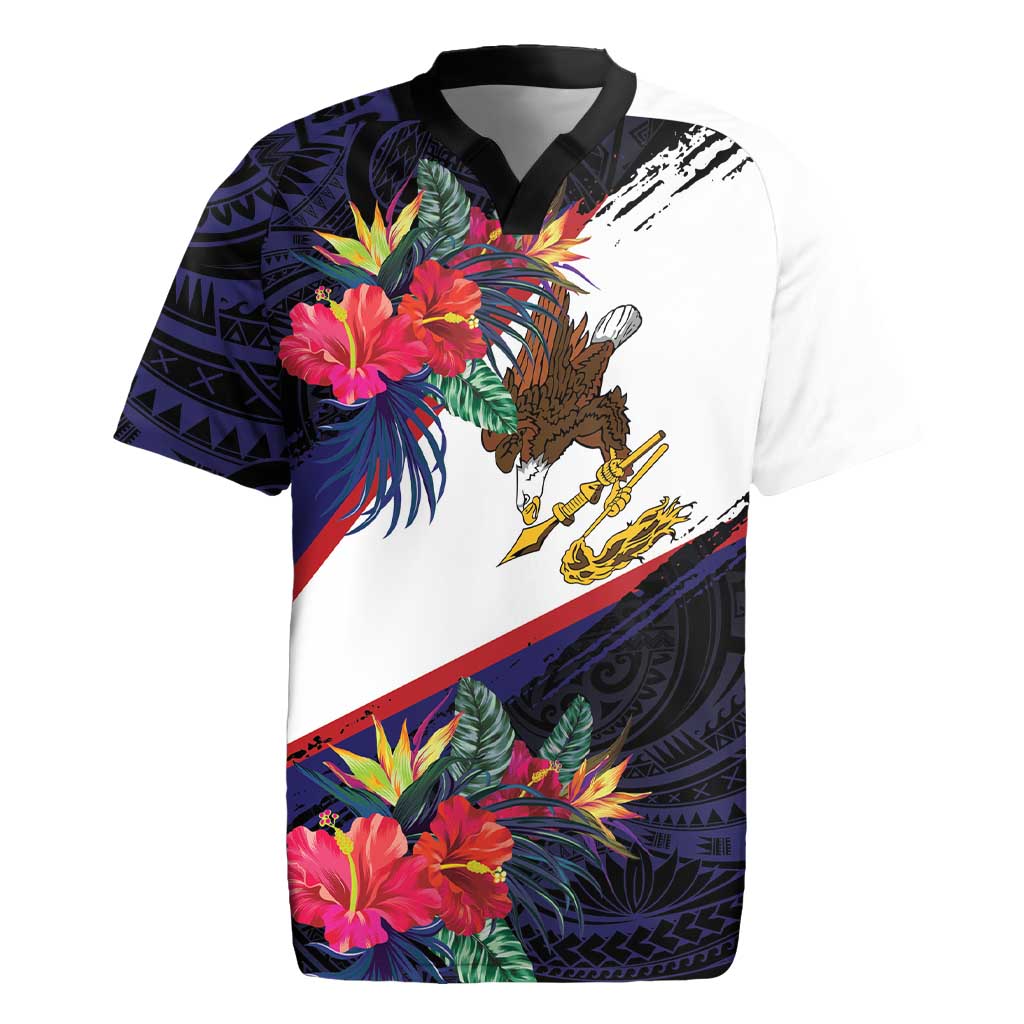 American Samoa Flag Day Since 1900 Rugby Jersey Samoa Muamua Le Atua Tropical Flowers