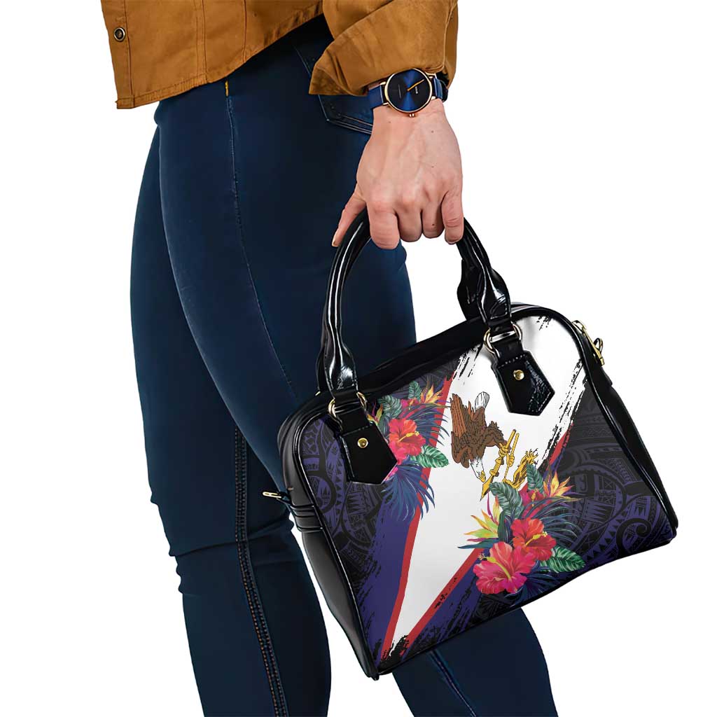 American Samoa Flag Day Since 1900 Shoulder Handbag Samoa Muamua Le Atua Tropical Flowers LT9 - Polynesian Pride