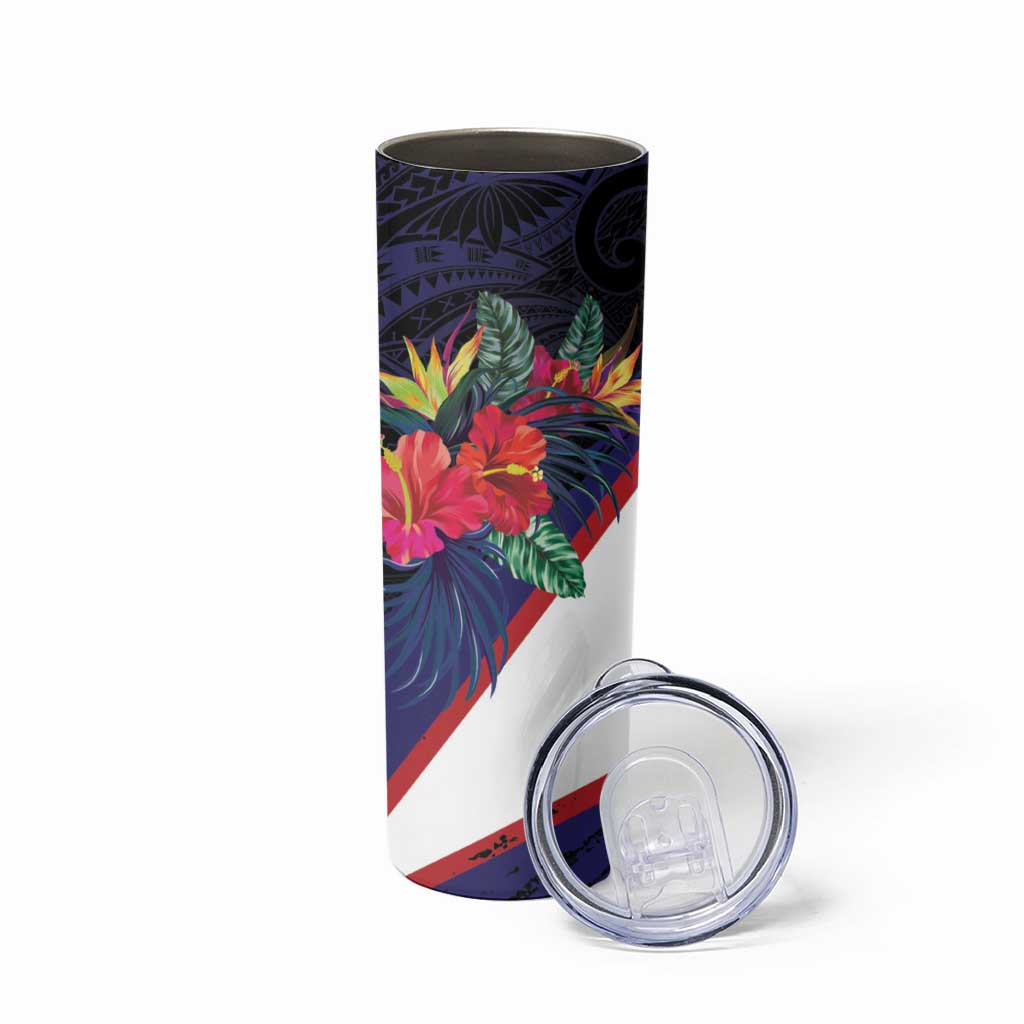 American Samoa Flag Day Since 1900 Skinny Tumbler Samoa Muamua Le Atua Tropical Flowers