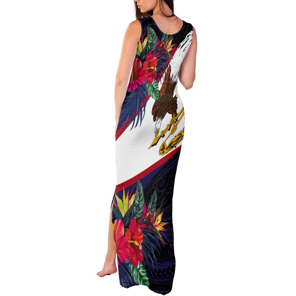 American Samoa Flag Day Since 1900 Tank Maxi Dress Samoa Muamua Le Atua Tropical Flowers