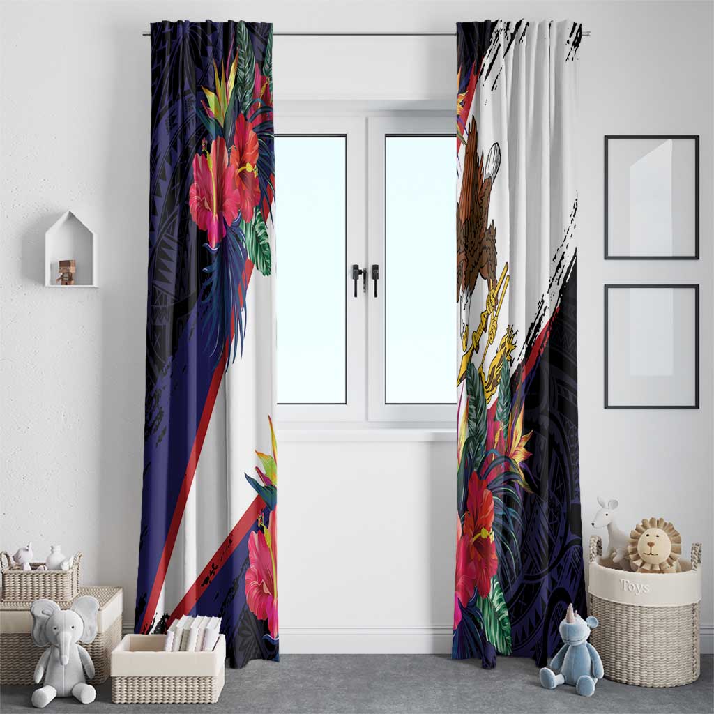 American Samoa Flag Day Since 1900 Window Curtain Samoa Muamua Le Atua Tropical Flowers