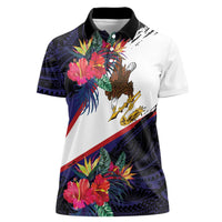 American Samoa Flag Day Since 1900 Women Polo Shirt Samoa Muamua Le Atua Tropical Flowers