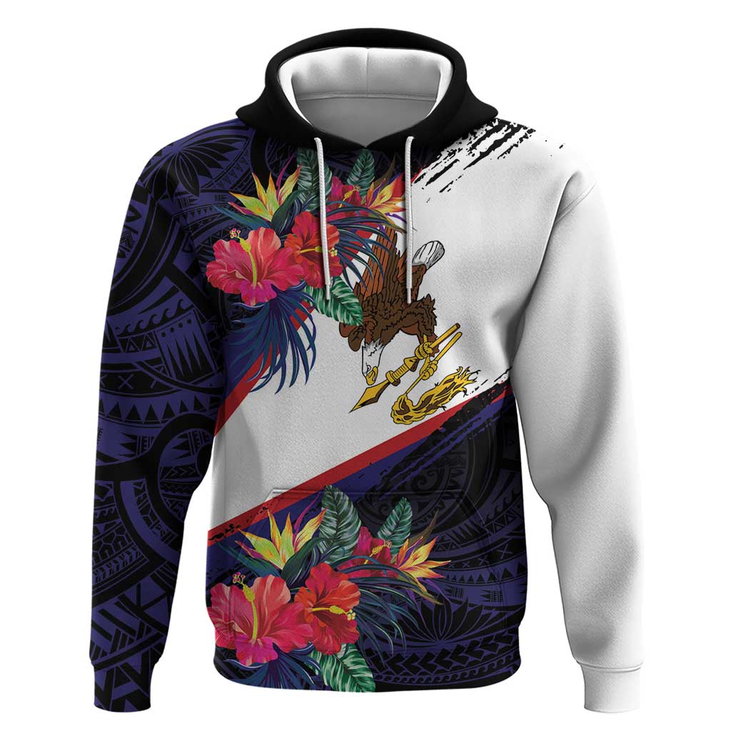 American Samoa Flag Day Since 1900 Zip Hoodie Samoa Muamua Le Atua Tropical Flowers