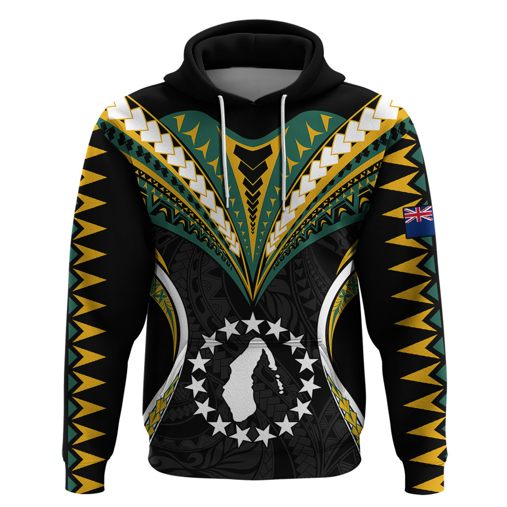 Polynesian Pride Aitutaki Island Hoodie Cook Islands Tribal Wave Style LT9 Black - Polynesian Pride