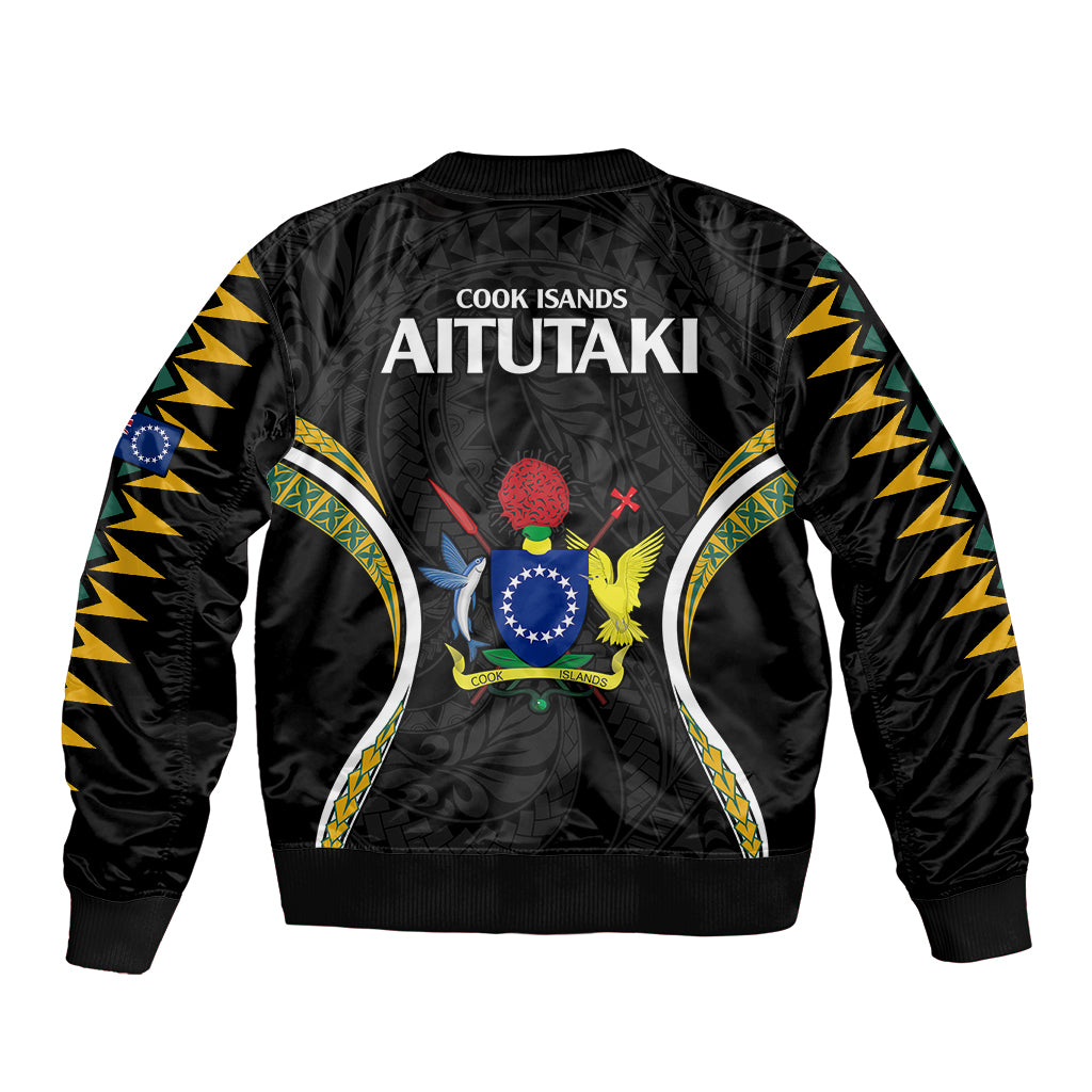 Polynesian Pride Aitutaki Island Sleeve Zip Bomber Jacket Cook Islands Tribal Wave Style LT9 - Polynesian Pride