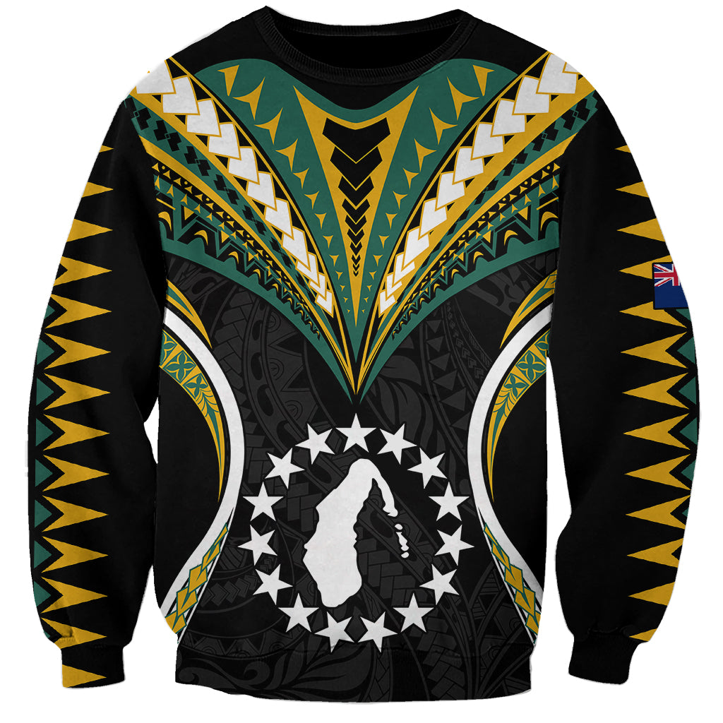 (Personalised) Polynesian Pride Aitutaki Island Sweatshirt Cook Islands Tribal Wave Style LT9 Unisex Black - Polynesian Pride