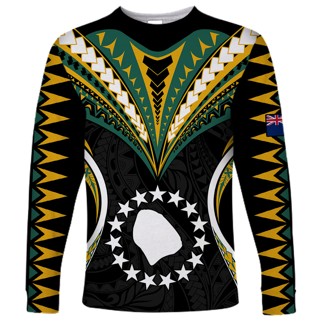 Polynesian Pride Atiu Island Long Sleeve Shirt Cook Islands Tribal Wave Style LT9 Unisex Black - Polynesian Pride