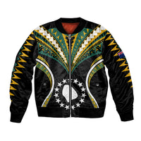 (Personalised) Polynesian Pride Atiu Island Bomber Jacket Cook Islands Tribal Wave Style LT9 Unisex Black - Polynesian Pride