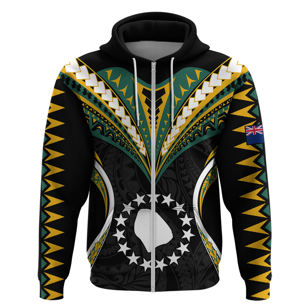 Custom Polynesian Pride Atiu Island Hoodie Cook Islands Tribal Wave Style LT9 Zip Hoodie Black - Polynesian Pride