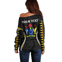 (Personalised) Polynesian Pride Atiu Island Off Shoulder Sweater Cook Islands Tribal Wave Style LT9 - Polynesian Pride