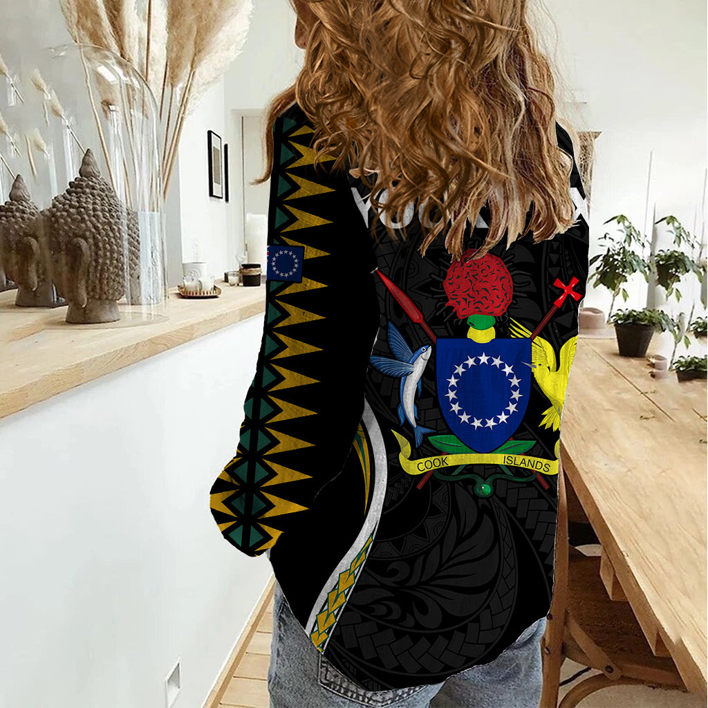 (Personalised) Polynesian Pride Mangaia Island Women Casual Shirt Cook Islands Tribal Wave Style LT9 - Polynesian Pride