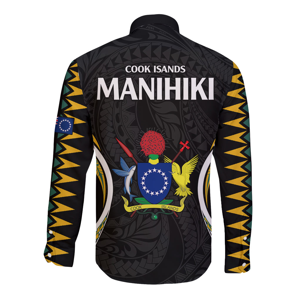 Polynesian Pride Manihiki Island Long Sleeve Button Shirt Cook Islands Tribal Wave Style LT9 - Polynesian Pride