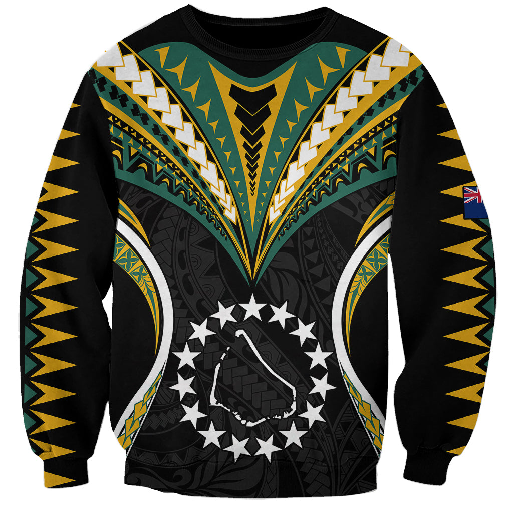 (Personalised) Polynesian Pride Manihiki Island Sweatshirt Cook Islands Tribal Wave Style LT9 Unisex Black - Polynesian Pride