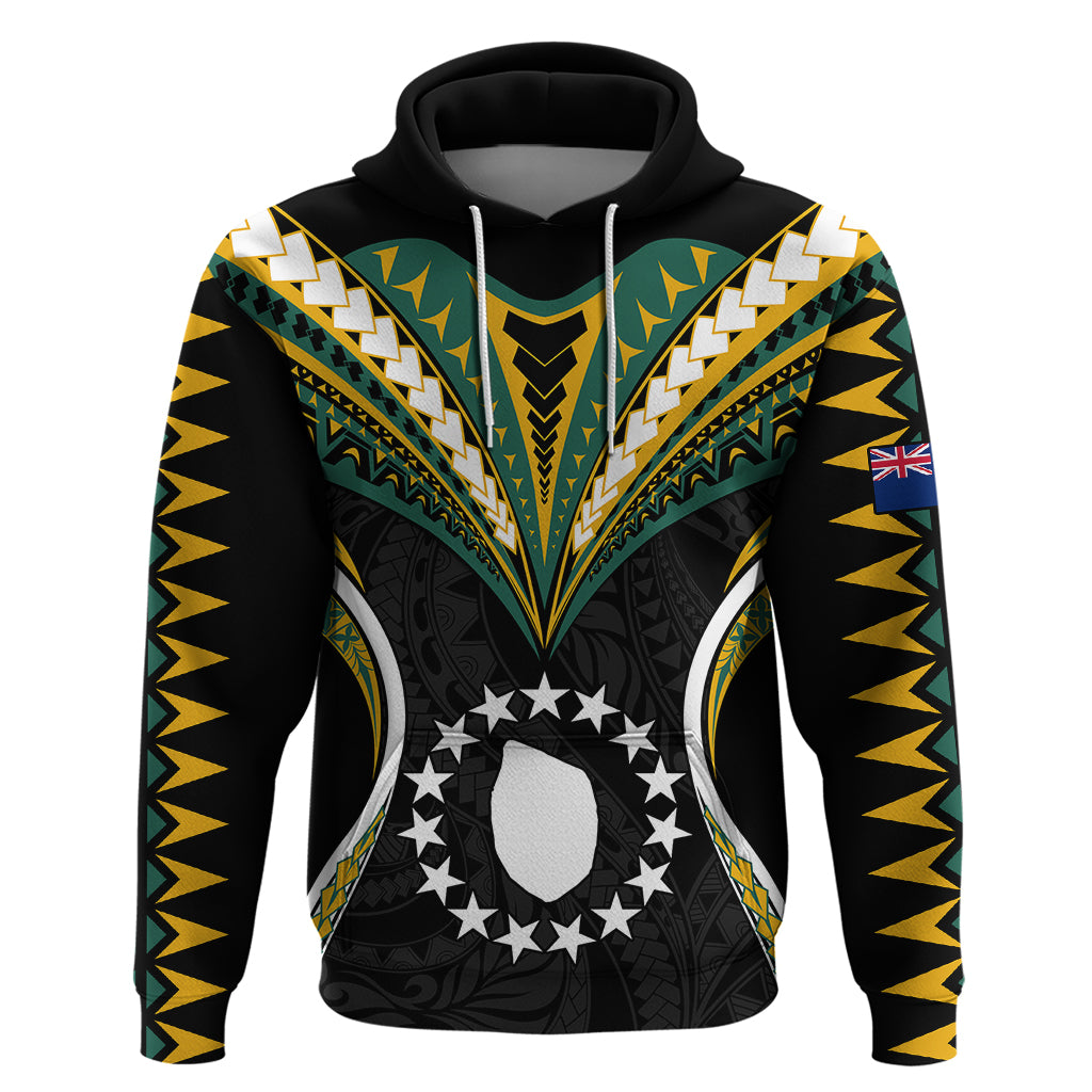 Polynesian Pride Mauke Island Hoodie Cook Islands Tribal Wave Style LT9 Black - Polynesian Pride