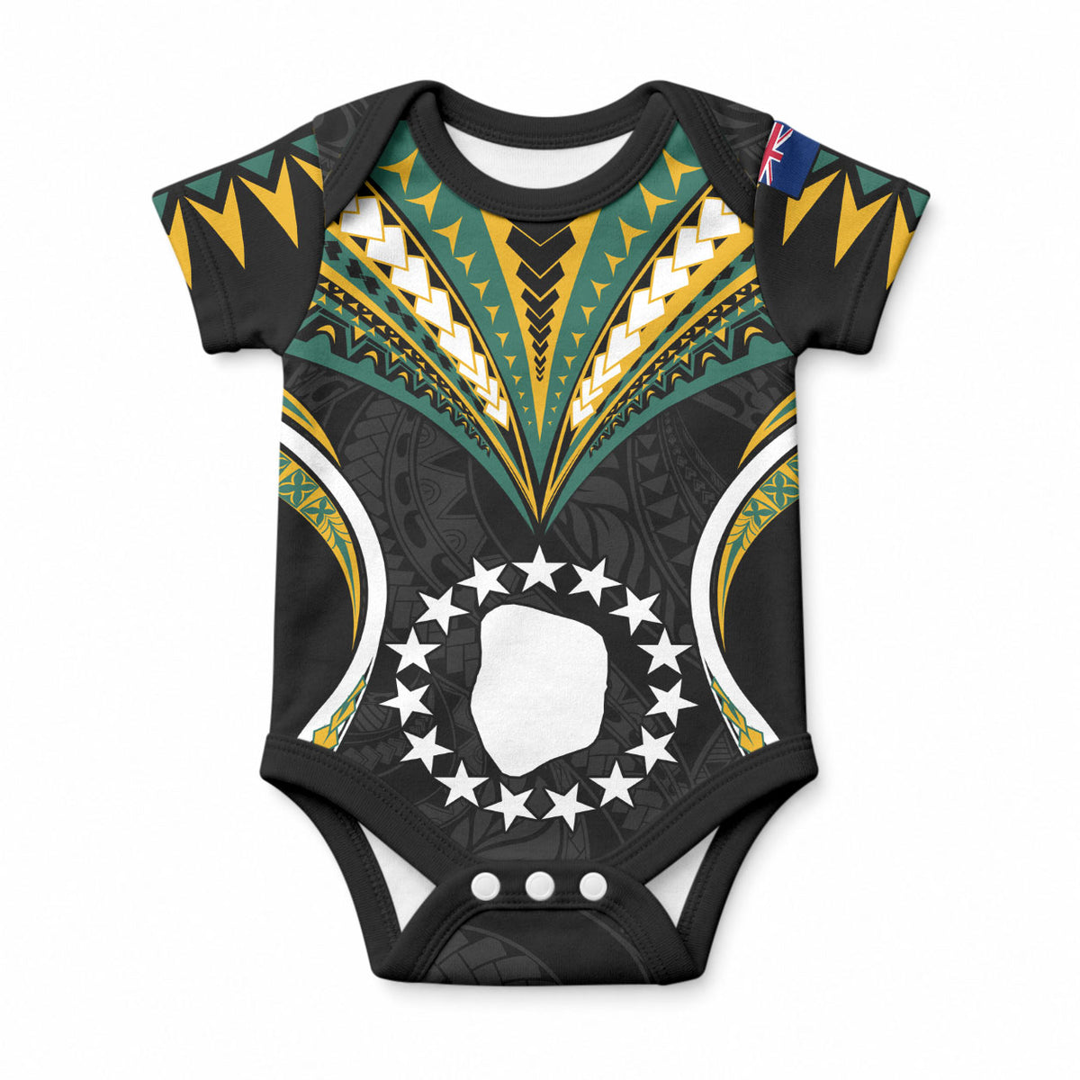 Polynesian Pride Mitiaro Island Baby Onesie Cook Islands Tribal Wave Style LT9 Black - Polynesian Pride