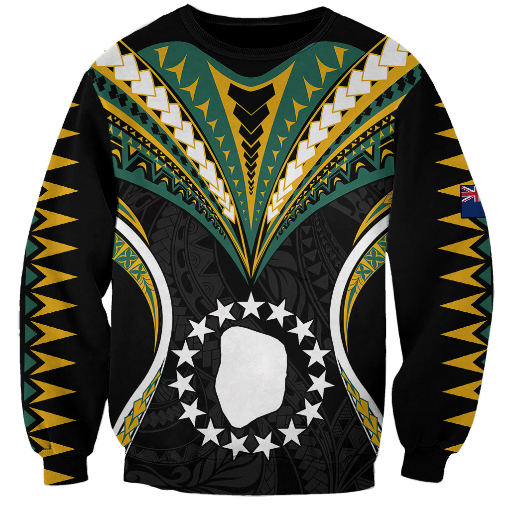 (Personalised) Polynesian Pride Mitiaro Island Sweatshirt Cook Islands Tribal Wave Style LT9 Unisex Black - Polynesian Pride