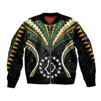 (Personalised) Polynesian Pride Palmerston Island Bomber Jacket Cook Islands Tribal Wave Style LT9 Unisex Black - Polynesian Pride
