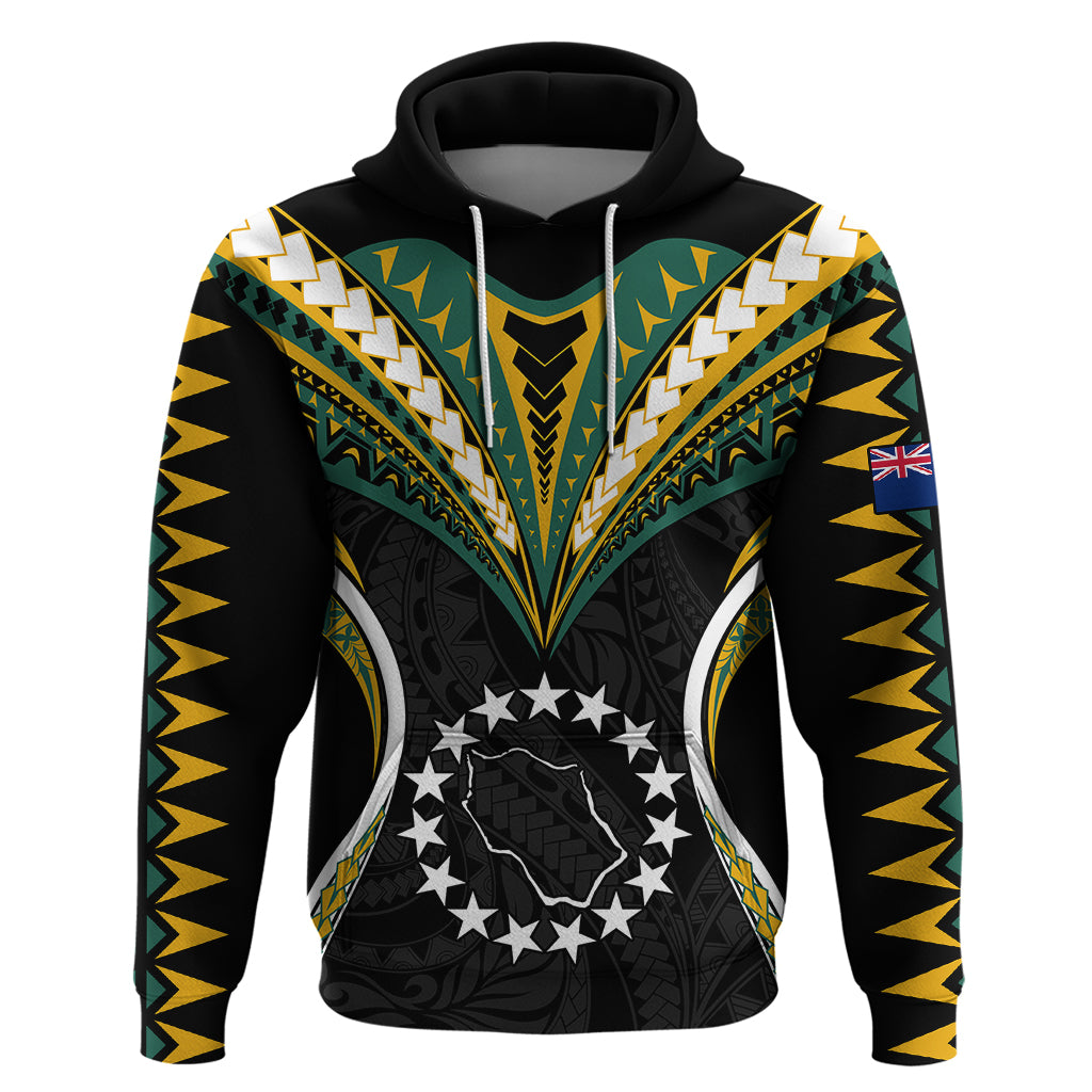 Polynesian Pride Penrhyn Island Hoodie Cook Islands Tribal Wave Style LT9 Black - Polynesian Pride