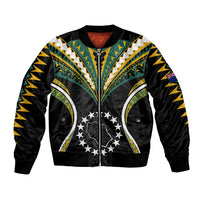 (Personalised) Polynesian Pride Penrhyn Island Bomber Jacket Cook Islands Tribal Wave Style LT9 Unisex Black - Polynesian Pride