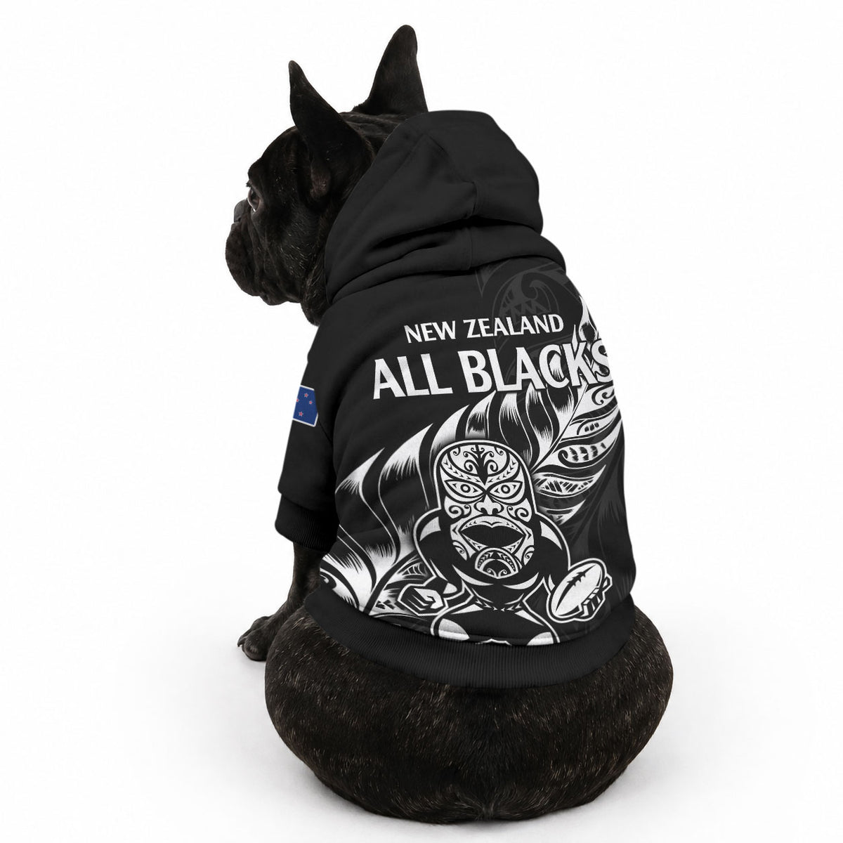 New Zealand Black Rugby Pet Hoodie LT9 - Polynesian Pride