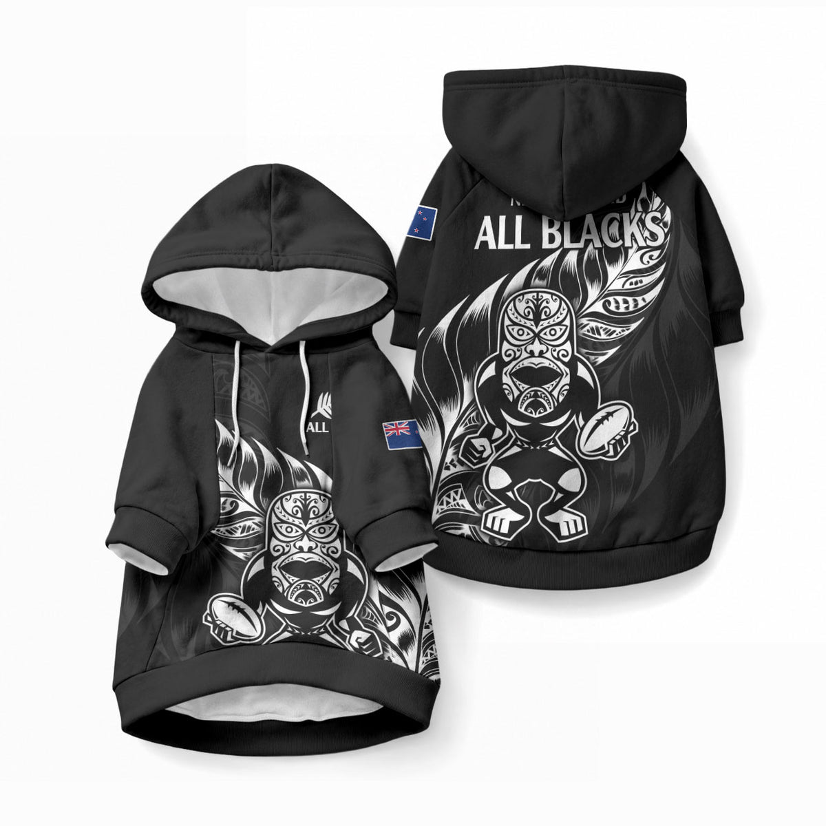 New Zealand Black Rugby Pet Hoodie LT9 Pullover Black - Polynesian Pride