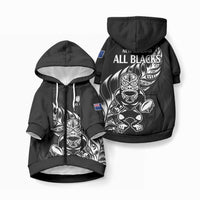New Zealand Black Rugby Pet Hoodie LT9 Zip-up Black - Polynesian Pride