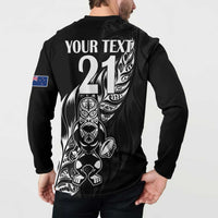 New Zealand Rugby Custom Button Sweatshirt Opango All Black Fern