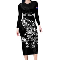 New Zealand Rugby Custom Family Matching Long Sleeve Bodycon Dress and Hawaiian Shirt Opango All Black Fern