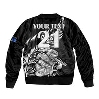 (Custom Text And Number) New Zealand Kiwi Rugby Sleeve Zip Bomber Jacket LT9 - Polynesian Pride